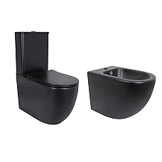 Комплект Qtap Robin Ultra Quiet унітаз підлоговий QT13226083AMB і біде підлогове QT13442141CMB