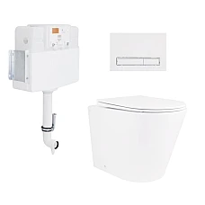 Комплект инсталляции Qtap QT0122490S с напольным унитазом Swan Rimless QT16223178W с кнопкой смыва