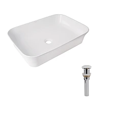 Комплект Qtap Virgo N: Раковина накладна 560x380x130 мм, White, прямокутна + Донний клапан Pop-up PU02