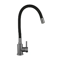 Змішувач для кухні Lidz Aria 015F3 (k35) з гнучким виливом LDARI015F3BGRP49564 Graphite/Black