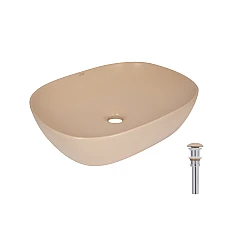Раковина накладная Qtap Aquarius 470x380x120 мм, Beige, прямоугольная, с донным клапаном QTAQA188SB49781