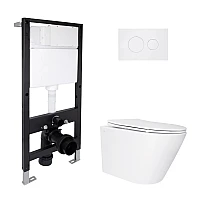 Готове рішення Qtap для ванної кімнати: підвісний унітаз Swan Ultra Quiet 520x360x320 + комплект інсталяції Standard (кругла клавіша White)