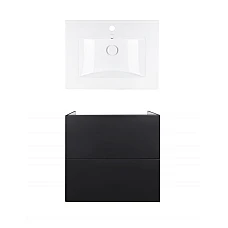Тумба підвісна Qtap Tern 60х44 з умивальником Albatross QT71TE44115 чорний матовий