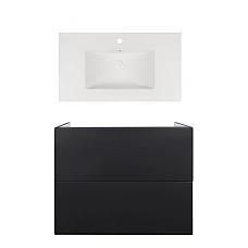 Тумба підвісна Qtap Tern чорна 80х48 з умивальником Albatross New