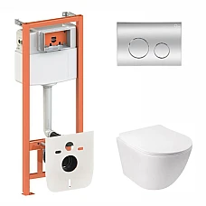 Комплект інсталяції 4в1 Qtap Nest з підвісним унітазом Jay Ultra Quiet QT07335177W з кнопкою M11112CRM