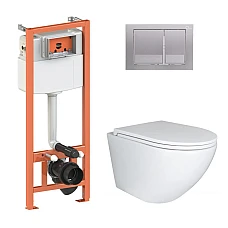 Комплект інсталяції 4в1 Qtap Nest з унітазом підвісним Robin Ultra Quiet QT1333046EUQW з кнопкою QT0111QT0111M06029SAT