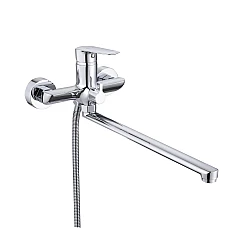 Смеситель для ванны Qtap Leo New с длинным поворотным изливом (c душевым гарнитуром) QTLEO2601CRM45562 Chrome