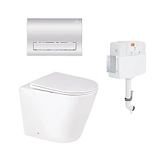 Комплект інсталяції 2в1 Qtap Nest з унітазом підлоговим Swan Rimless QT16223178W з кнопкою (QT16223178W46070)