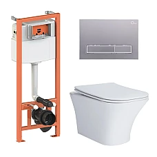 Комплект інсталяції 3в1 Qtap Nest QT24332615EW47075 з підвісним унітазом та кнопкою
