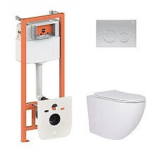 Комплект інсталяції Nest 4в1 Qtap з підвісниим унітазом Robin з кнопкою змиву