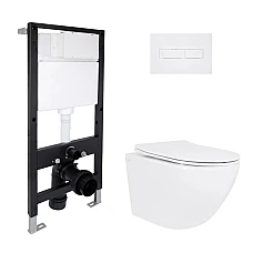 Готове рішення Qtap для ванної кімнати: підвісний унітаз Jay Ultra Quiet 520x360x320 + комплект інсталяції Standard (лінійна клавіша White)