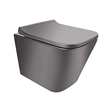 Чорний унітаз підвісний Q-tap Tern QT1733052ERMB безобідковий з сидінням