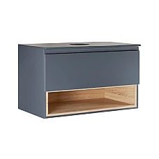 Тумба подвесная Qtap Robin 80х47 со столешницей QT1379TPН8002GWO графит/белый дуб