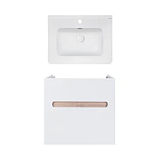 Тумба підвісна Qtap Virgo 60х44 з умивальником Albatross 9H QT71V44072 білий/білий дуб