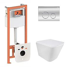 Комплект інсталяції 4в1 Qtap Nest з унітазом підвісним Tern Ultra Quiet QT1733052EUQW з кнопкою QT0111M11112CRM