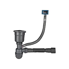 Сифон для кухонної мийки Lidz LK15 Bruch PVD з переливом (вихід гофри 40/50мм)