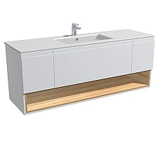 Тумба підвісна з раковиною 150х58 Qtap Robin WHITE/WHITISH OAK