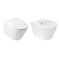 Комплект Qtap Swan 2в1: унітаз підвісний Rimless і біде підвісне