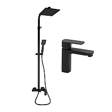 Комплект душова система Qtap Capricorn QTCAP53103KNB зі змішувачем для умивальника QTLIPNO1023101CB