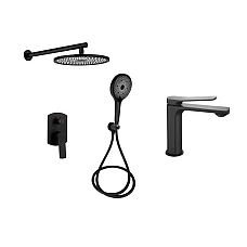 Комплект змішувачів Qtap Slavonice QTSLA113BLM45900 + QTSLA1042103B чорний матовий