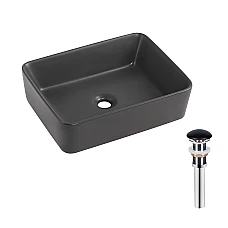 Раковина накладна Qtap Tern 480x370x135 мм, Anthracite, прямокутна, з донним клапаном QT17116069AN