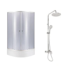 Комплект для душевой Latwa: Душевая кабина LLSC9090SATMIDGR2SET+Душевая система на 3 потребителя LDLAT1030CRM45417