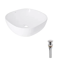 Комплект Qtap Kolibri: Раковина накладна 425x425x140 мм, White, квадратна + Донний клапан Pop-up PU02
