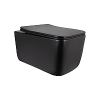 Унітаз підвісний Qtap Gemini Ultra Quiet 485×340×350 мм, Matt Black, з сидінням Slim Duroplast / Soft-close / Quick Release QTGEM28BLM50505