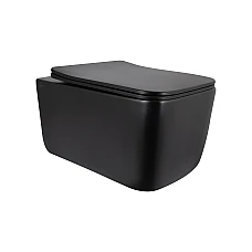 Унітаз підвісний Qtap Gemini Ultra Quiet 485×340×350 мм, Matt Black, з сидінням Slim Duroplast / Soft-close / Quick Release QTGEM28BLM50505