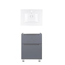 Тумба підлогова Qtap Scorpio 60х46 з умивальником Albatross QT71SC44008 графіт
