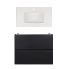 Тумба підлогова Qtap Tern чорна 80х48 з умивальником Albatross New