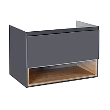 Тумба підвісна Qtap Robin 90х50 QT1374TPВ9002NGWO графіт/білий дуб