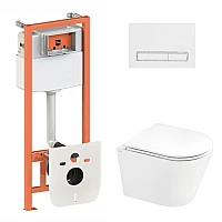 Комплект інсталяції 4в1 Qtap Nest з унітазом підвісним Scorpio Ultra Quiet QT1433053EUQW з кнопкою M08V1384W