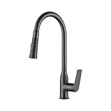 Смеситель для кухни Qtap Vlasta New с выдвижным изливом QTVLA344GMB45647 Gunmetal Black PVD
