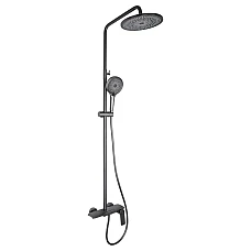 Душова система на три споживача з виливом Qtap Slavonice QTSLA111GMB45905 Gunmetal Black PVD