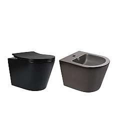 Комплект Qtap Scorpio 2в1: унітаз підвісний Rimless QT1433053ERMB і біде підвісне QT1455053FMB чорний матовий
