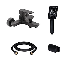 Комплект Qtap Lipno змішувач для ванни з душовим комплектом QTNH3023101DCB47271 чорний матовий