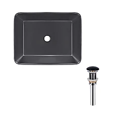 Умивальник накладний Qtap Tern 48х37 з донним клапаном PU03 чорний матовий