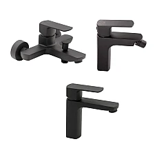 Комплект змішувачів Qtap Lipno QTNH3023101DCB + QTLIPNO1023101CB + QTLIPNO2023101CB чорний матовий