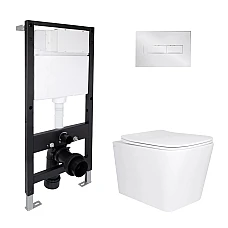 Готове рішення Qtap для ванної кімнати: підвісний унітаз Tern Ultra Quiet 525x345x360 + комплект інсталяції Standard (лінійна клавіша Chrome)