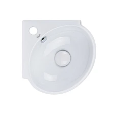 Умывальник угловой подвесной Qtap Leo 39x36 с донным клапаном QT11115010W