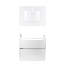 Тумба підвісна Qtap Scorpio 60х46 з умивальником Albatross QT71SC43964 білий
