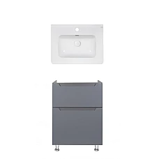 Тумба підлогова Qtap Scorpio 60х46 з умивальником Albatross 9H QT71SC44010 графіт
