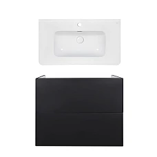 Тумба підлогова Qtap Tern чорна 80х48 з умивальником Albatross 9H