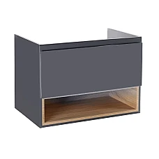 Тумба подвесная Qtap Robin 80х50 QT1374TPВ8002NGWO графит/белый дуб