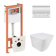 Комплект інсталяції 4в1 Qtap Nest з унітазом підвісним Tern Ultra Quiet QT1733052EUQW з кнопкою QT0111M08381CRM