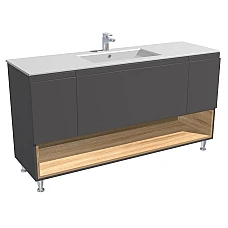 Тумба підлогова з раковиною Qtap Robin 150х82 GRAPHITE/WHITISH OAK