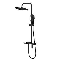 Душова система на три споживача з виливом Qtap Gemini QTGEM111BLM45686 чорний матовий