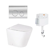Комплект інсталяції 2в1 Qtap Nest з унітазом підлоговим Swan Rimless QT16223178W з кнопкою (QT16223178W46062)