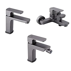 Комплект змішувачів Qtap Lipno 3в1 QTLIPNO1023101G+QTLIPNO2023101G+QTNH3023101DG